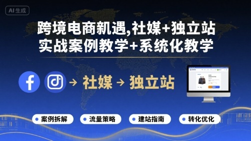 跨境电商新机遇，社媒+独立站，实战案例教学+系统化教学-琴书聊项目