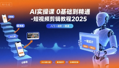 AI实操课0基础到精通-短视频剪辑教程2025-琴书聊项目