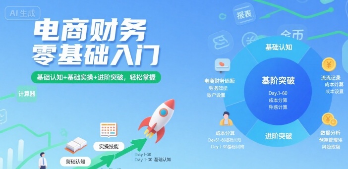 电商财务零基础入门，基础认知+基础实操+进阶突破，轻松掌握-琴书聊项目
