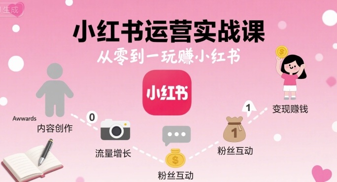 小红书运营实战课，从零到一玩賺小红书-琴书聊项目
