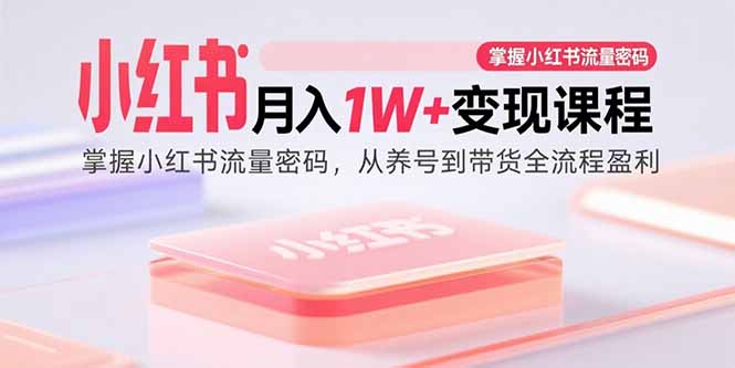 小红书月入1W+变现课程：掌握小红书流量密码，从养号到带货全流程盈利-琴书聊项目