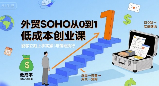 外贸SOHO从0到1低成本创业课，能够立刻上手实操与落地执行-琴书聊项目