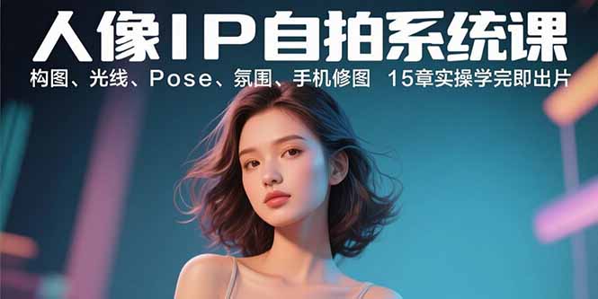 人像IP自拍系统课：构图、光线、Pose、氛围、手机修图 15章实操学完即出片-琴书聊项目