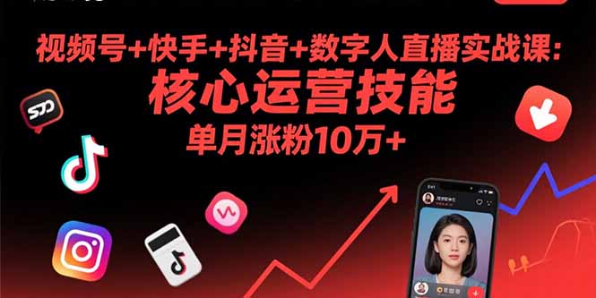 视频号+快手+抖音+数字人直播实战课(9月-琴书聊项目