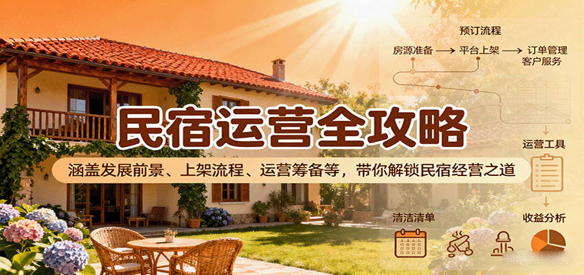 民宿运营全攻略：涵盖发展前景、上架流程、运营筹备等，带你解锁民宿经营之道-琴书聊项目