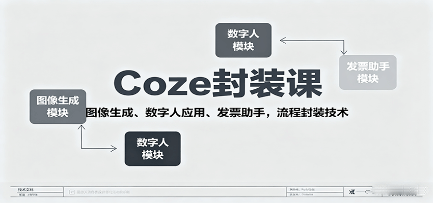 Coze封装课，图像生成、数字人应用、发票助手，流程封装技术-琴书聊项目