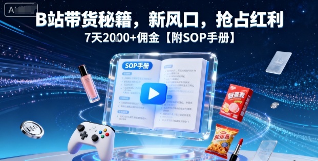 B站带货秘籍，新风口，抢占红利，7天2k+佣金【附SOP手册】-琴书聊项目