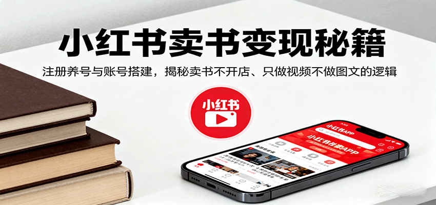 小红书卖书变现秘籍，注册养号与账号搭建，揭秘卖书不开店、只做视频不做图文的逻辑-琴书聊项目