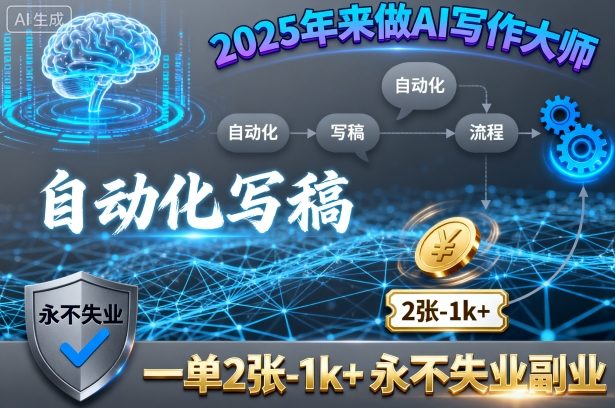 2025年来做AI写作大师，自动化写稿，一单2张-1k+，永不失业副业-琴书聊项目