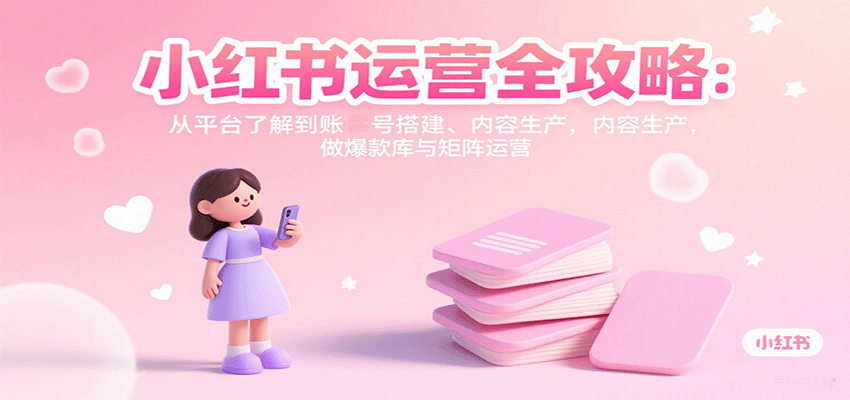 小红书运营全攻略：从平台了解到账号搭建、内容生产，做爆款库与矩阵运营-琴书聊项目