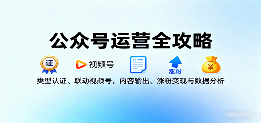 公众号运营全攻略：类型认证、联动视频号，内容输出、涨粉变现与数据分析-琴书聊项目