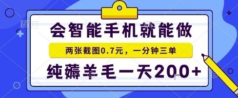 手机项目，二十秒一单，纯薅羊毛一天2张+做就有【揭秘】-琴书聊项目