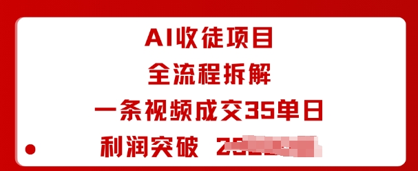 AI收徒项目全流程拆解一条视频成交35单日利润突破1k+-琴书聊项目