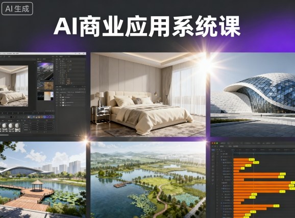 AI商业应用系统课，室内-软装-建筑-景观，智能设计+效果图+动画画实战-琴书聊项目