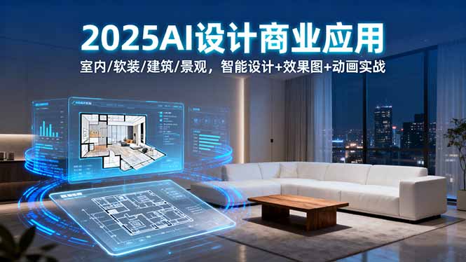 2025AI设计商业应用：室内/软装/建筑/景观，智能设计+效果图+动画实战-琴书聊项目