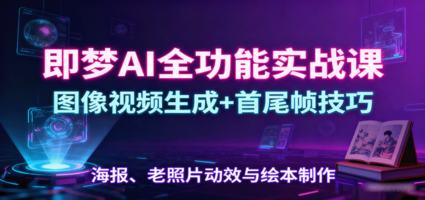 即梦AI全功能实战课：图像视频生成+首尾帧技巧，海报、老照片动效与绘本制作-琴书聊项目