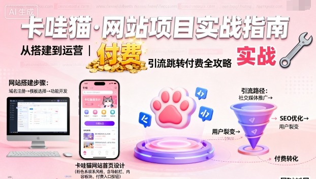 卡哇猫·网站项目，网站搭建与运营以及引流跳转付费-琴书聊项目