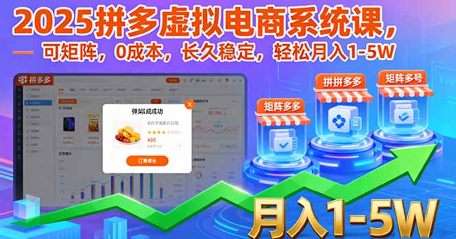 2025拼多多虚拟电商系统课，可矩阵，0成本，长久稳定，轻松月入1-5W-琴书聊项目