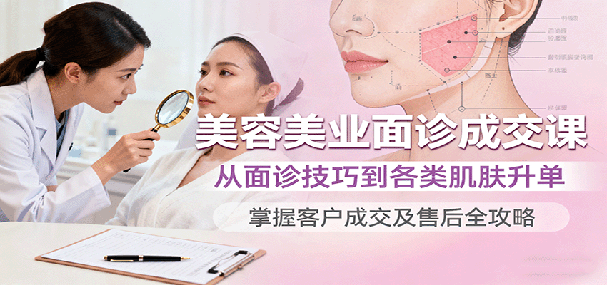 美容美业面诊成交课，从面诊技巧到各类肌肤升单，掌握客户成交及售后全攻略-琴书聊项目