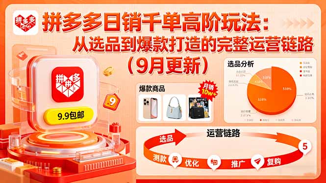 拼多多日销千单高阶玩法：从选品到爆款打造的完整运营链路(9月更新-琴书聊项目