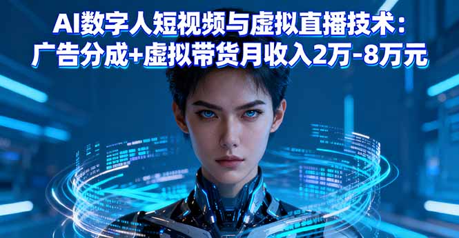 AI数字人短视频与虚拟直播技术：广告分成+虚拟带货月收入2万-8万元-琴书聊项目