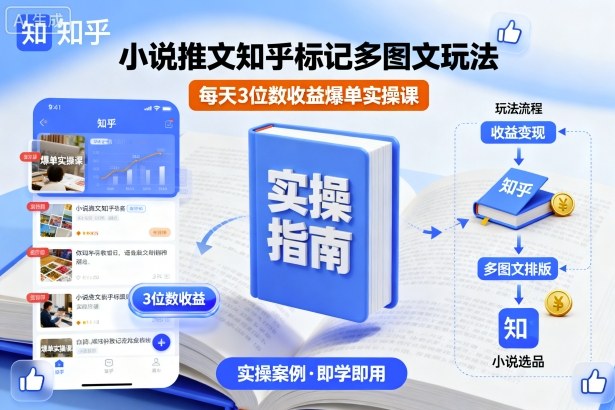 小说推文知乎标记多图文玩法，每天3位数收益爆单实操课-琴书聊项目