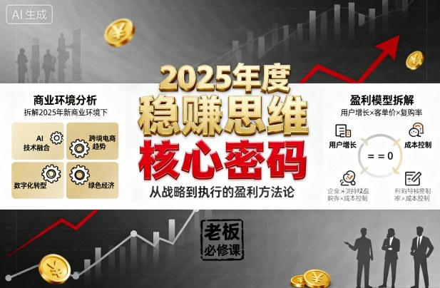 2025年度稳賺思维老板创业营，拆解2025年新商业环境下，企业实现持续盈利的核心密码-琴书聊项目