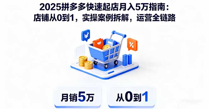 2025拼多多快速起店月入5万指南：店铺从0到1，实操案例拆解，运营全链路-琴书聊项目
