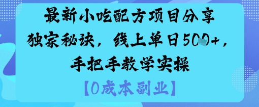 最新小吃配方项目分享独家秘诀，线上单日5张，手把手教学实操-琴书聊项目