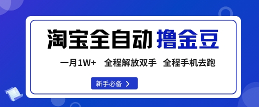 淘宝菜鸟全自动撸金豆，轻松月入1W+，全程手机去跑，操作简单【揭秘】-琴书聊项目