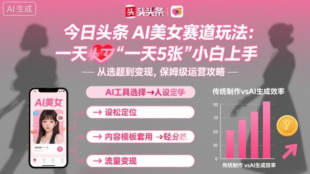 今日头条AI美女赛道玩法，一天轻松5张，小白轻松上手-琴书聊项目