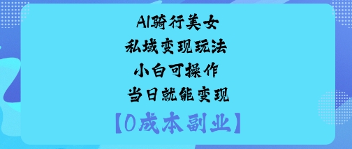 AI骑行美女私域变现玩法小白可操作当日就能变现-琴书聊项目