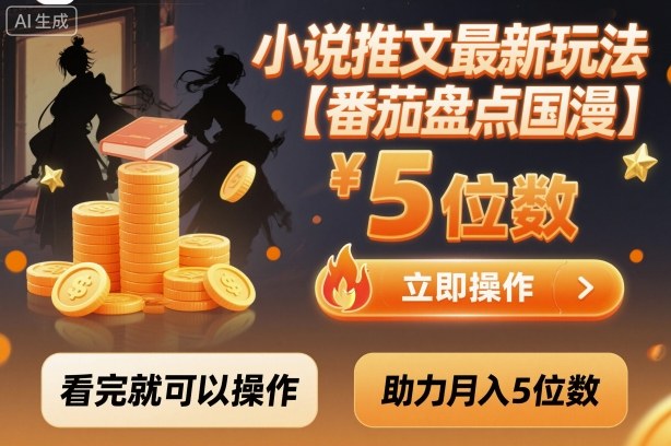 小说推文最新玩法，助力月入5位数【番茄盘点国漫】玩法，看完就可以操作-琴书聊项目