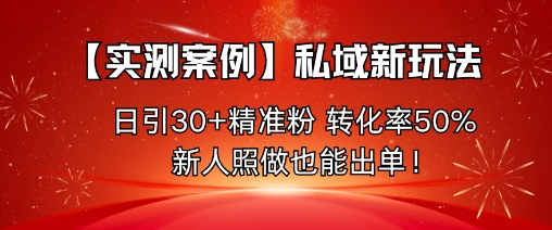 【实测案例】私域新玩法，日引30+精准粉，转化率50%，新人照做也能出单！-琴书聊项目