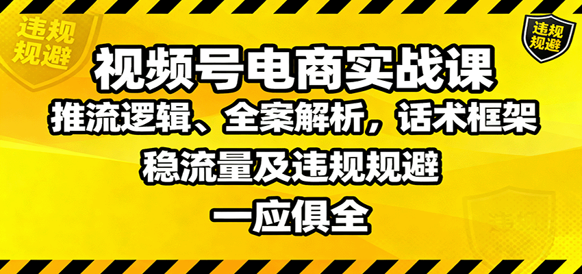 视频号电商实战课：推流逻辑、全案解析，话术框架，稳流量及违规规避等-琴书聊项目