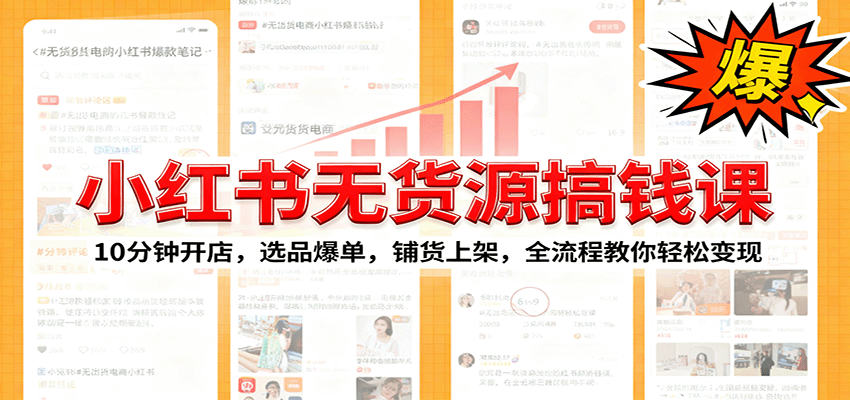 小红书无货源爆单课：10分钟开店，选品爆单，铺货上架，全流程教你轻松变现-琴书聊项目