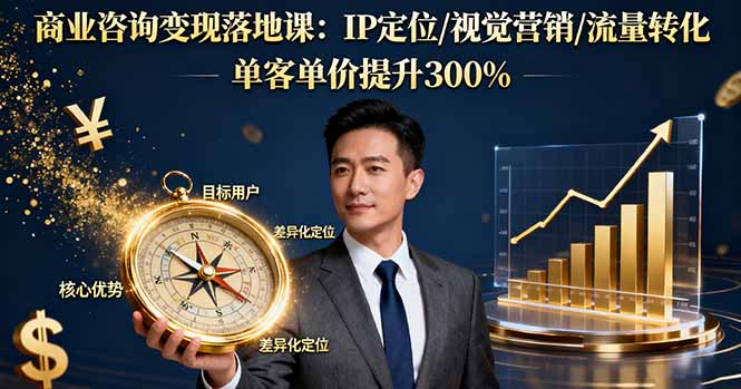 商业咨询变现落地课：IP定位/视觉营销/流量转化，单客单价提升300%-琴书聊项目