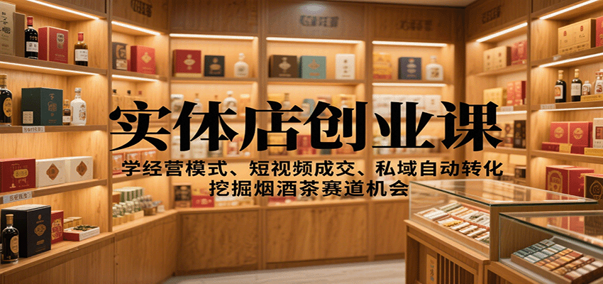 实体店创业课：学经营模式、短视频成交、私域自动转化，挖掘烟酒茶赛道机会-琴书聊项目