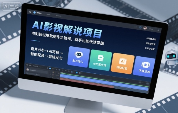 AI影视解说项目，电影解说爆款制作全流程，新手也能快速掌握-琴书聊项目