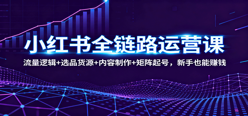 小红书全链路运营课：流量逻辑+选品货源+内容制作+矩阵起号，新手也能赚钱-琴书聊项目