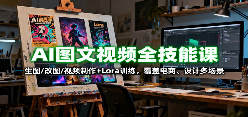AI图文视频全技能课：生图/改图/视频制作+Lora训练，覆盖电商 、设计多场景-琴书聊项目