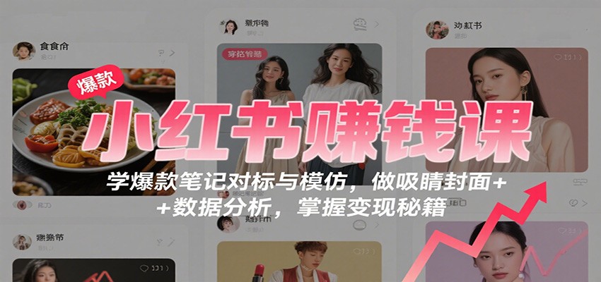 小红书赚钱课：学爆款笔记对标与模仿，做吸睛封面 + 数据分析，掌握变现秘籍-琴书聊项目