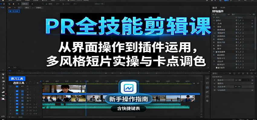 PR全技能剪辑课：从界面操作到插件运用，多风格短片实操与卡点调色-琴书聊项目