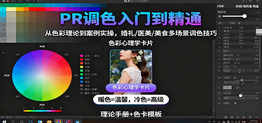 PR调色入门到精通：从色彩理论到案例实操，婚礼/医美/美食多场景调色技巧-琴书聊项目