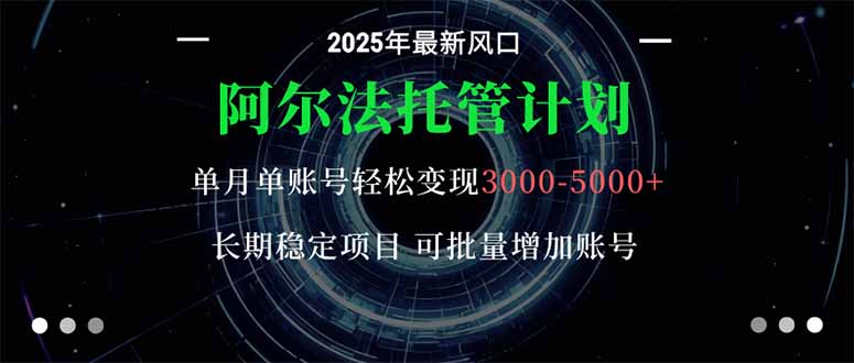 阿尔法托管计划 单账号月入3000-5000，长期稳定项目，新手小白轻松上手。-琴书聊项目