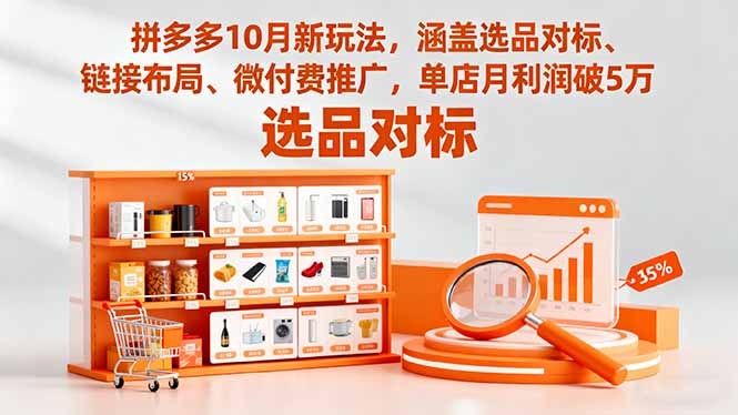 拼多多10月新玩法，涵盖选品对标、链接布局、微付费推广，单店月利润破5万-琴书聊项目