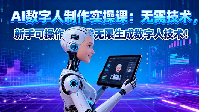 AI数字人制作实操课：无需技术，新手可操作，免费无限生成数字人技术！-琴书聊项目