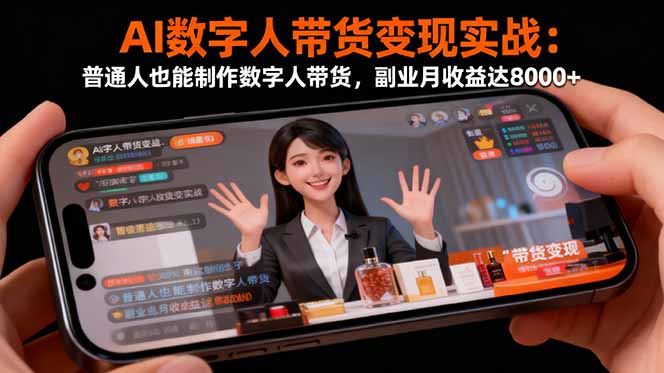 AI数字人带货变现实战：普通人也能制作数字人带货，副业月收益达8000+-琴书聊项目