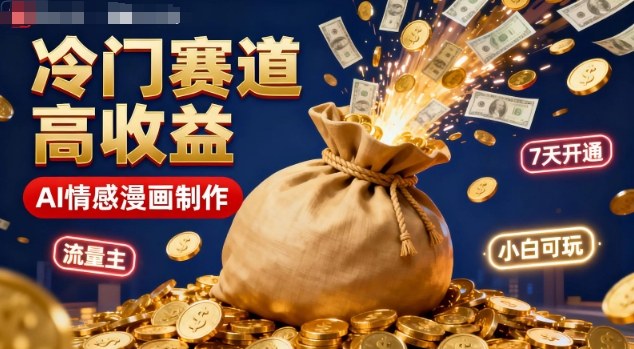 公众号冷门赛道，用AI做情感漫画，7天开通流量主，操作简单，小白可玩-琴书聊项目
