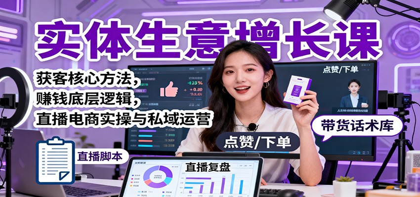 实体生意增长课：获客核心方法，赚钱底层逻辑，直播电商实操与私域运营-琴书聊项目